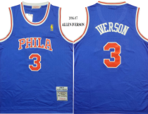 NBA Philadelphia 76ers #3 Iverson Blue Throwback Jersey