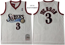 NBA Philadelphia 76ers #3 Iverson White Throwback Jersey