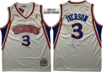 NBA Philadelphia 76ers #3 Iverson White Throwback Jersey