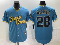 MLB Milwaukee Brewers #28 Joey Wiemer 2022 Powder Blue City Connect Jersey