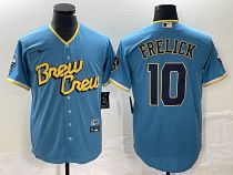MLB Milwaukee Brewers #10 Sal Frelick 2022 Powder Blue City Connect Jersey