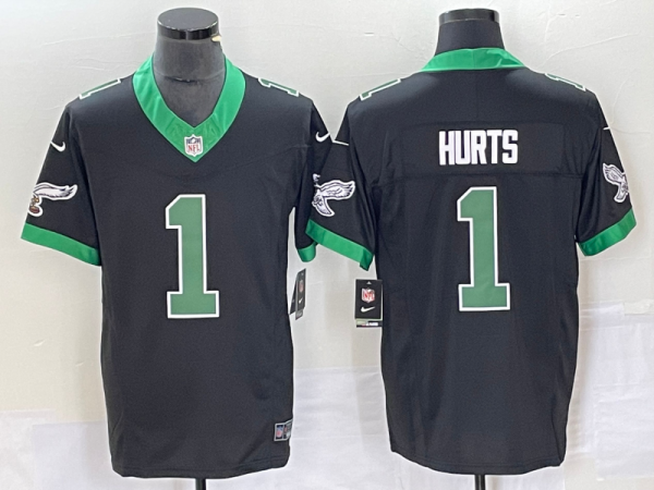 Men's Philadelphia Eagles #1 Jalen Hurts Black 2023 F.U.S.E. Vapor Untouchable Limited Jersey