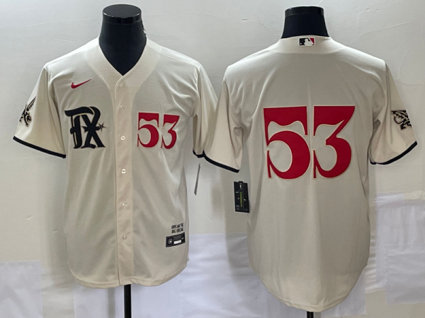 Men's Texas Rangers #53 Adolis García Cream 2023 City Connect With Patch Stitched Jersey