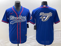 MLB Toronto Blue Jays Blank Royal Team Big Logo Stitched Baseball Jersey