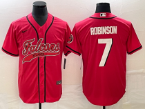 Men's Atlanta Falcons #7 Bijan Robinson Red With Patch Baseball Jersey