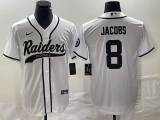 Men's Las Vegas Raiders #8 Josh Jacobs White Stitched Baseball Jersey