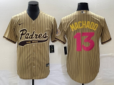 MLB San Diego Padres #13 Manny Machado Tan Cool Base Stitched Baseball Jersey
