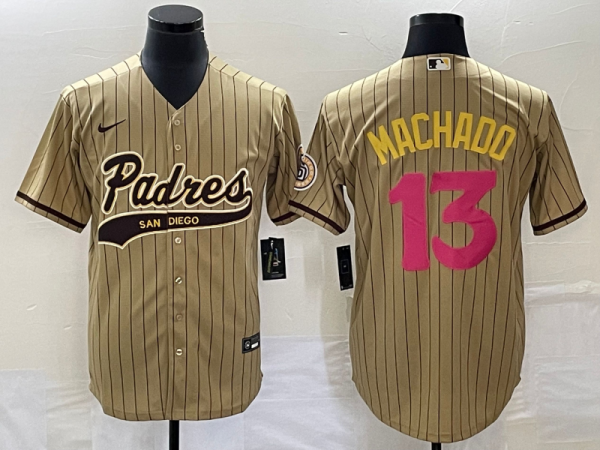 MLB San Diego Padres #13 Manny Machado Tan Cool Base Stitched Baseball Jersey