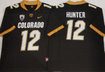 Men's Colorado Buffaloes #12 Travis Hunter Black With PAC-12 Patch Football Jersey