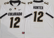Men's Colorado Buffaloes #12 Travis Hunter White With PAC-12 Patch Football Jersey