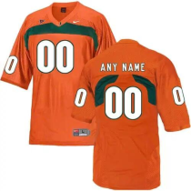 NCAA Miami Hurricanes Orange Customized Stitched Jersey