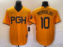 Men's Pittsburgh Pirates #10 Bryan Reynolds Gold 2023 City Connect Stitched Jersey