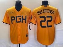 Men's Pittsburgh Pirates #22 Andrew McCutchen Gold 2023 City Connect Stitched Jersey