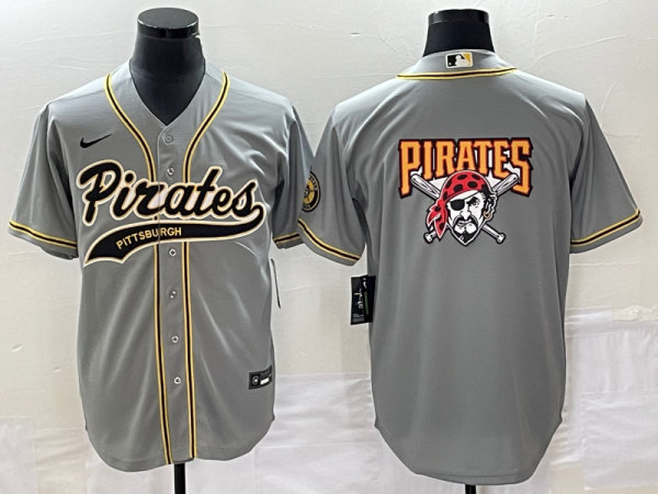 Men's Pittsburgh Pirates Blank Grey Cool Base Stitched Baseball Jersey