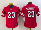 Women San Francisco 49ers #23 Christian McCaffrey Red 2023 F.U.S.E. Color Rush Limited Jersey