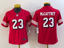 Women San Francisco 49ers #23 Christian McCaffrey Red 2023 F.U.S.E. Color Rush Limited Jersey