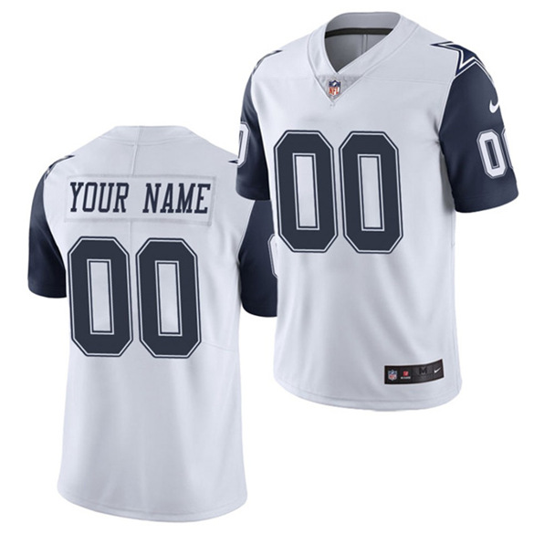 Men's Dallas Cowboys Customized White Color Rush Limited Jersey
