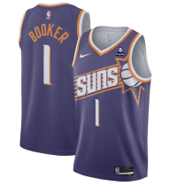 NBA Phoenix Suns #1 Devin Booker Purple 2023 Icon Edition Stitched Basketball Jersey