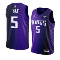 Men's Sacramento Kings #5 De’Aaron Fox Purple 2023-24 Statement Edition Swingma Jersey