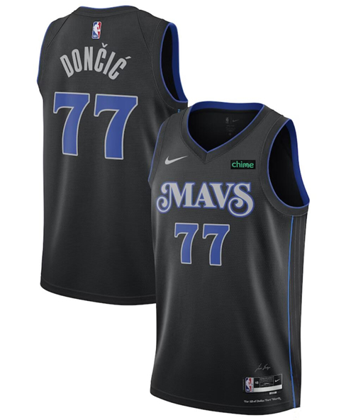 NBA Dallas Mavericks #77 Luka Doncic Black 2023/24 City Edition Stitched Basketball Jersey