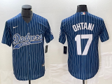 Men's Los Angeles Dodgers #17 Shohei Ohtani Blue Cool Base With Patch Stitched Baseball Jersey