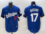 Men's Los Angeles Dodgers #17 Shohei Ohtani Blue City Connect Game Jersey