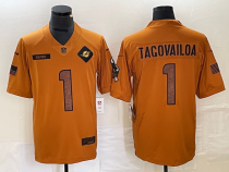 Men's Miami Dolphins #1 Tua Tagovailoa 2023 Brown Salute To Service Limited Jersey