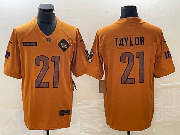 Men's Washington Commanders #21 Sean Taylor 2023 Brown Salute To Service Limited Jersey