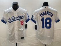 Men's Los Angeles Dodgers #18 Yoshinobu Yamamoto White City Connect Flex Base Stitched