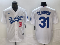 Men's Los Angeles Dodgers #31 Tyler Glasnow White Cool Base Stitched Baseball Jersey