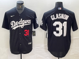 Men's Los Angeles Dodgers #31 Tyler Glasnow Black Cool Base Stitched Baseball Jersey