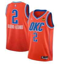 Men's Oklahoma City Thunder #2 Shai Gilgeous-Alexander Orange Statement Edition Stitched Jersey