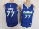 NBA Dallas Mavericks #77 Luka Doncic Blue Youth Jersey