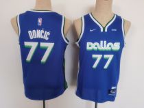 NBA Dallas Mavericks #77 Luka Doncic Blue Youth Jersey