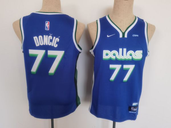 NBA Dallas Mavericks #77 Luka Doncic Blue Youth Jersey