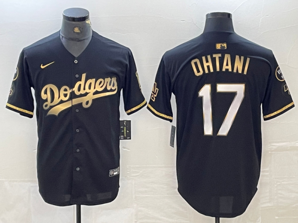 Men's Los Angeles Dodgers #17 Shohei Ohtani Black Cool Base Stitched Baseball Jersey