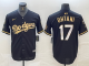 Men's Los Angeles Dodgers #17 Shohei Ohtani Black Cool Base Stitched Baseball Jersey