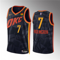Men's Oklahoma City Thunder #7 Chet Holmgren Black 2023/24 City Edition Jersey