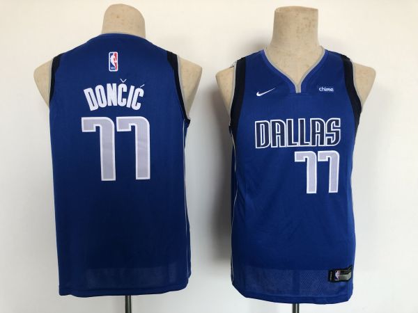 NBA Dallas Mavericks #77 Luka Doncic Navy Youth Jersey