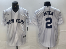 MLB New York Yankees #2 Derek Jeter Navy White Game Nike Jersey