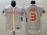Men's Houston Astros #3 Jeremy Peña White With 2022 World Serise Champions Patch Jersey