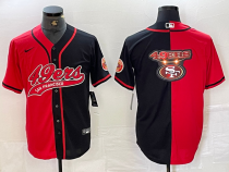 Men's San Francisco 49ers Red/Black Split Team Big Logo With Patch Cool Base Stitched Jersey
