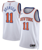 Men's New York Knicks #11 Jalen Brunson White Stitched Basketball Jersey