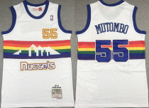 NBA Denver Nuggets #55 Dikembe Mutombo White Jersey