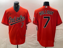 Men's Baltimore Orioles#7 Holliday Orange Nike Game Jersey