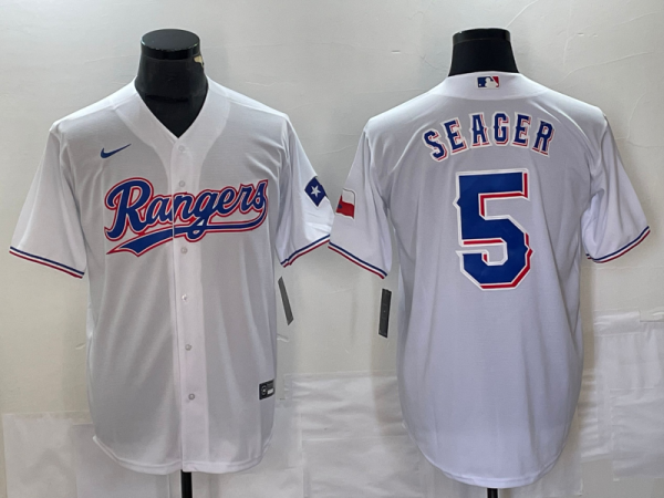 Men's Texas Rangers #5 Corey Seager White Nike Game Jersey