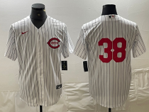 Men's Cincinnati Reds #38 Jose Barrero White  Field Of Dreams Stitched Baseball Jersey