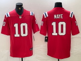 Men's New England Patriots #10 Drake Maye Red 2024 Draft Vapor Limited Jersey