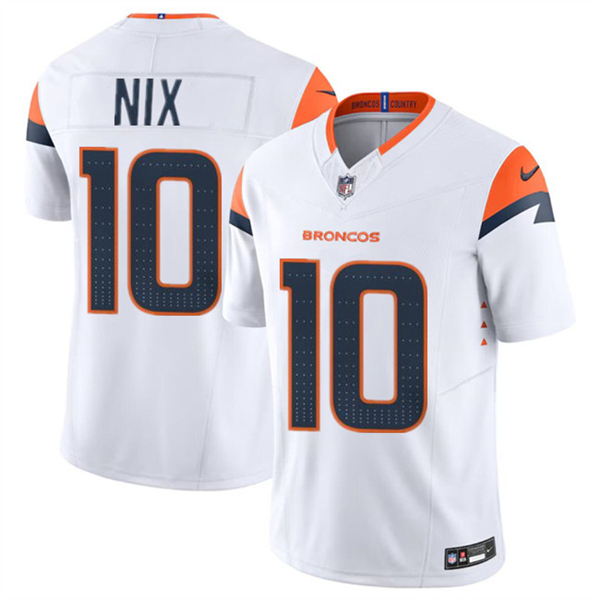 Men's Denver Broncos #10 Bo Nix White 2024 F.U.S.E. Vapor Limited Stitched Football Jersey