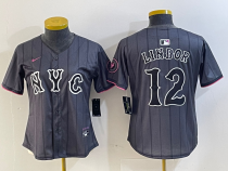 Women New York Mets #12 Francisco Lindor Graphite 2024 City Connect Limited Jersey